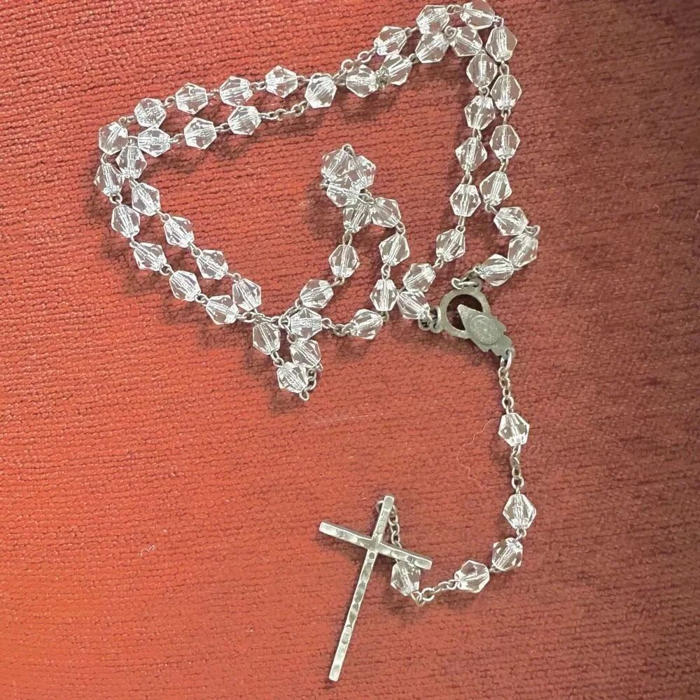 Clear beaded vintage rosary